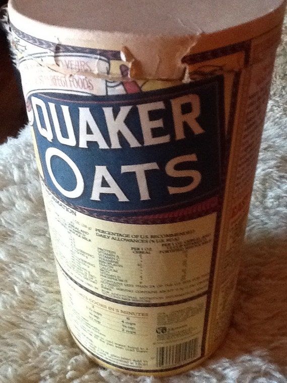 Quaker Rolled Oats Container Vintage Cardboard Canister