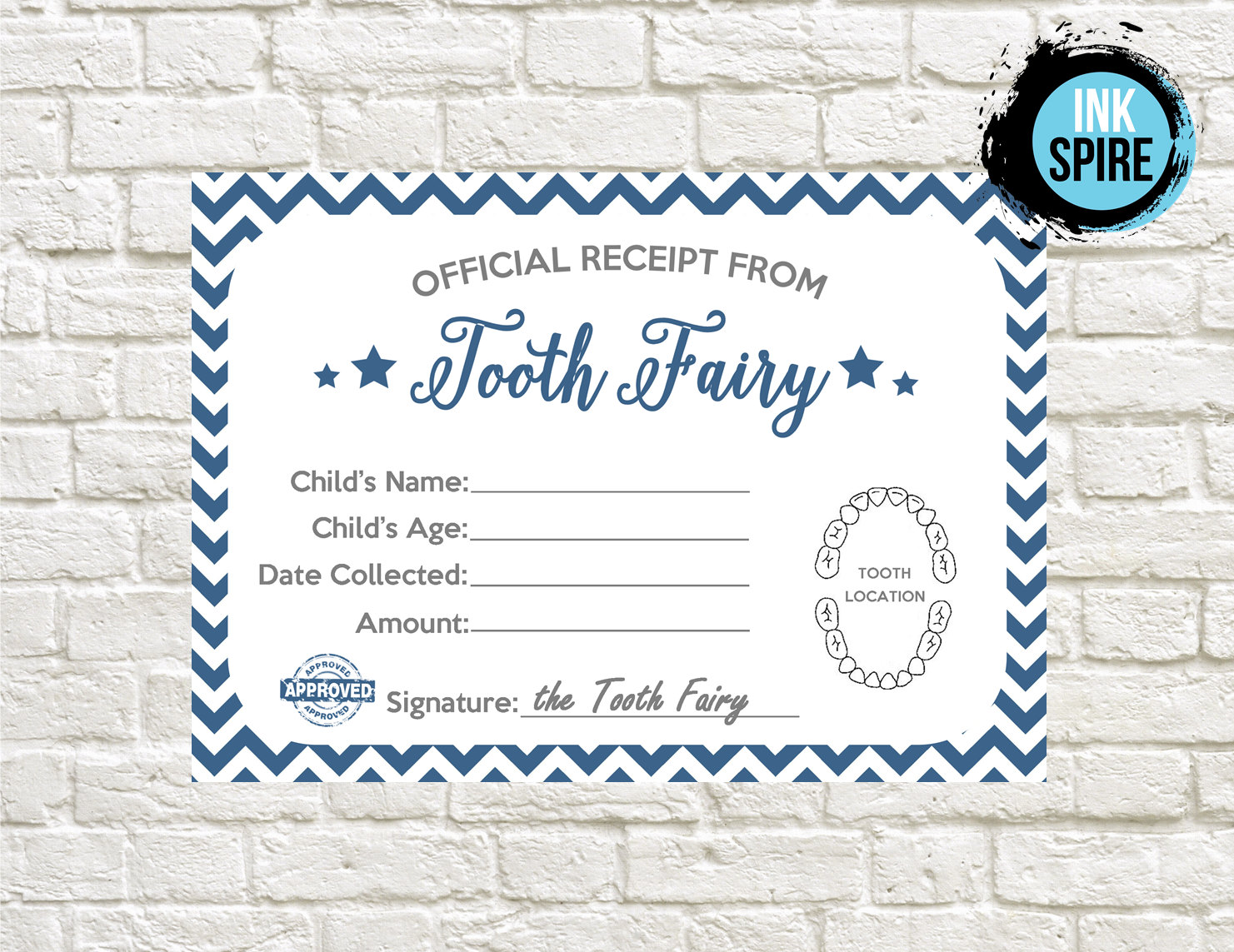 INSTANT DOWNLOAD / Tooth Fairy Receipt Printable / by beINKspired