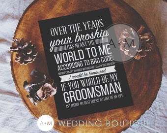Will You Be My Groomsman, Cards, Best Man, Wedding Party, (Set of 2), 5x7 BROSHIP