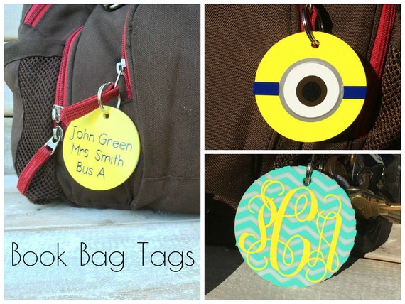 Personalized, Custom Key Chain or Book Bag - Lunch Box Tag Monogramed ...