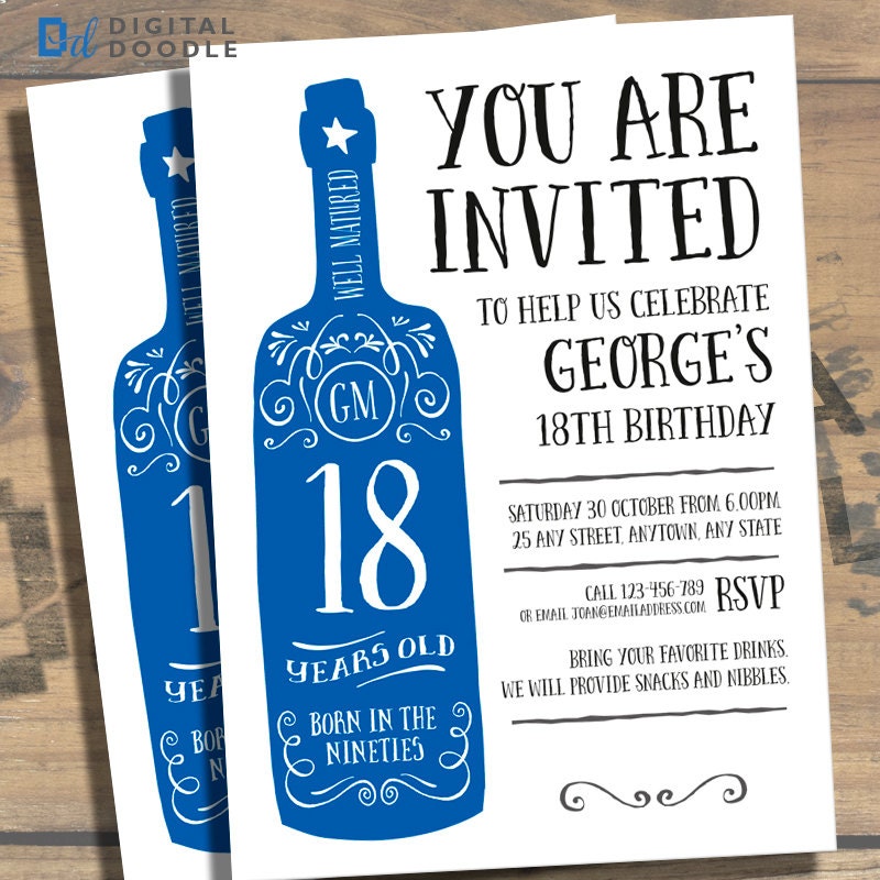 18th Birthday Invitation 18th Birthday Birthday Invite 18
