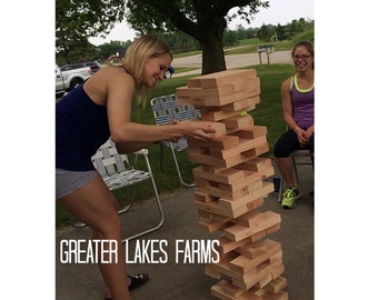 Giant Jenga Inspired Tower Medium -unsanded, Ready to Ship (backyard, wedding game, wedding guest book)