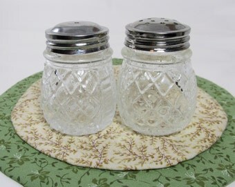 Cut-Glass Salt and Pepper Shakers, Vintage Glass Salt and Pepper Shakers