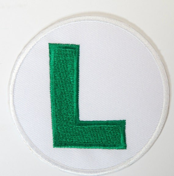 Luigi L Logo Patch Embroidered Iron on Badge Applique Costume