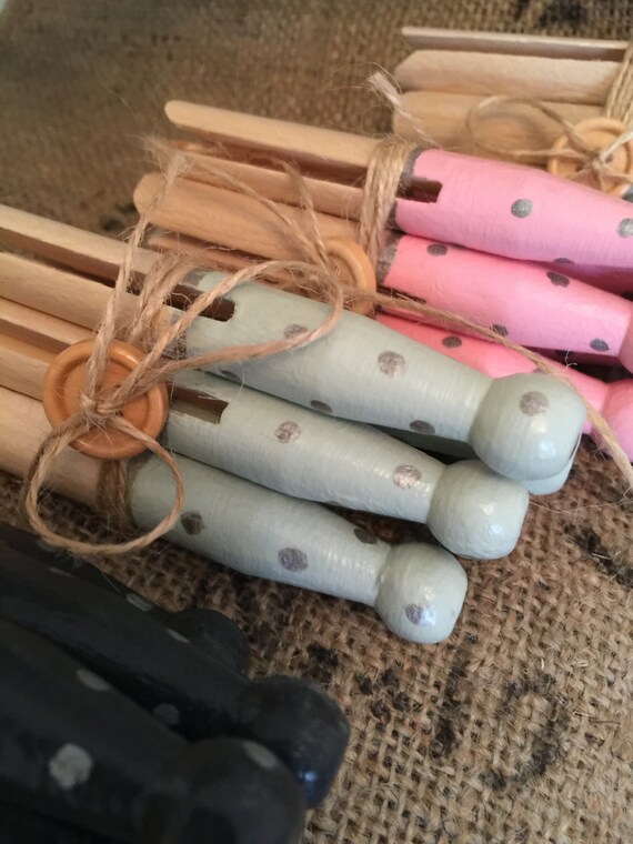 Painted Polka Dot Dolly Pegs | Decorative Pegs | Home Decor | Craft Pegs | Candy Coloured Dolly Pegs | Country Farmhouse Chic | Board Pegs