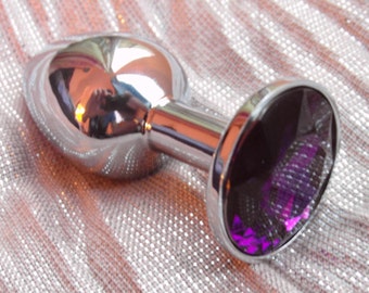 Small Jeweled Stainless Steel Butt Plug / Crystal / Princess Plug