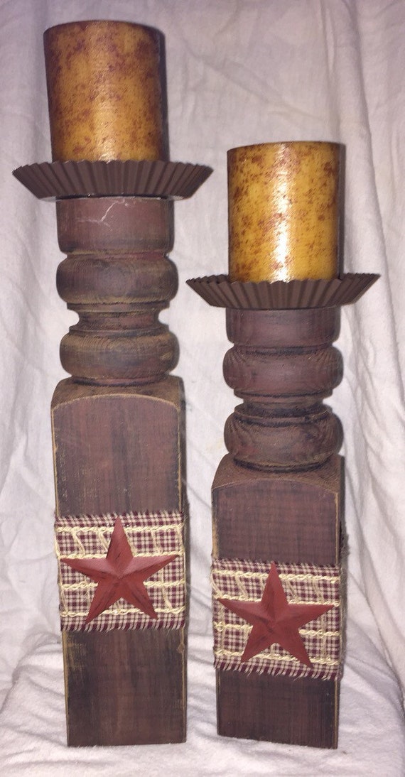 Items similar to Chunky Wooden Candlesticks on Etsy