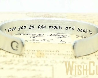 I Love You To The Moon And Back Bracelet- Personalized Bracelet, Gift for Wife, Girlfriend, For Her, Gift for Grandmother, Mother's day Gift