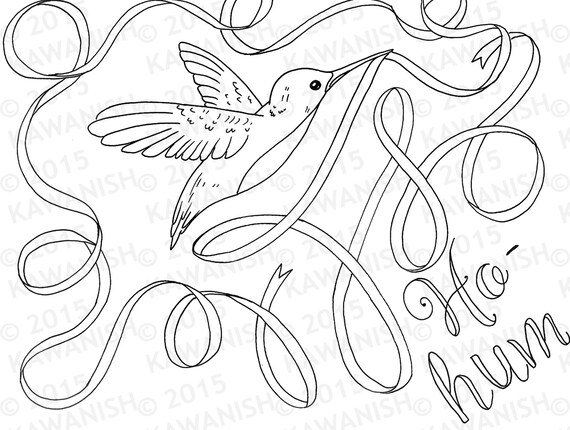 ho hum hummingbird adult coloring page gift wall art