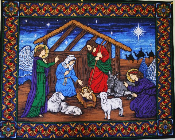 Items similar to Christmas Wall Hanging, Nativity Scene, Quilted ...