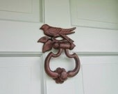 Bird door knocker with flower (hand painted), bird door knocker, bird , door knocker, cast iron door knocker, cast iron door knocker.
