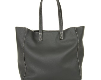Items similar to fluo bag grey, shoppingbag made of soft calf leather ...