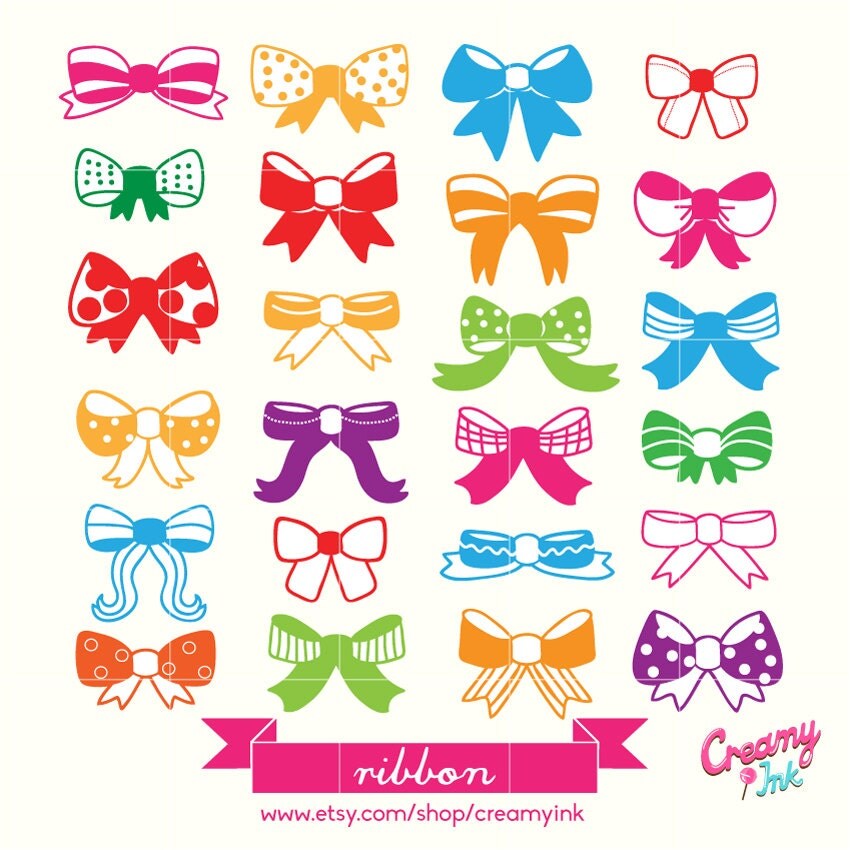 Cute & Colourful Ribbon Digital Vector Clip art / Girls Ribbon