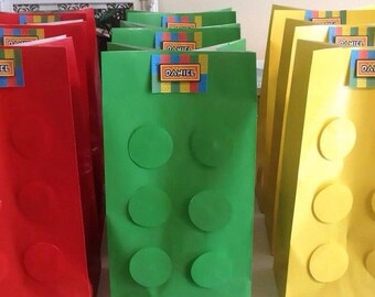 6x Lego Birthday Party Loot Favour Paper Gift Bags - Set of 6