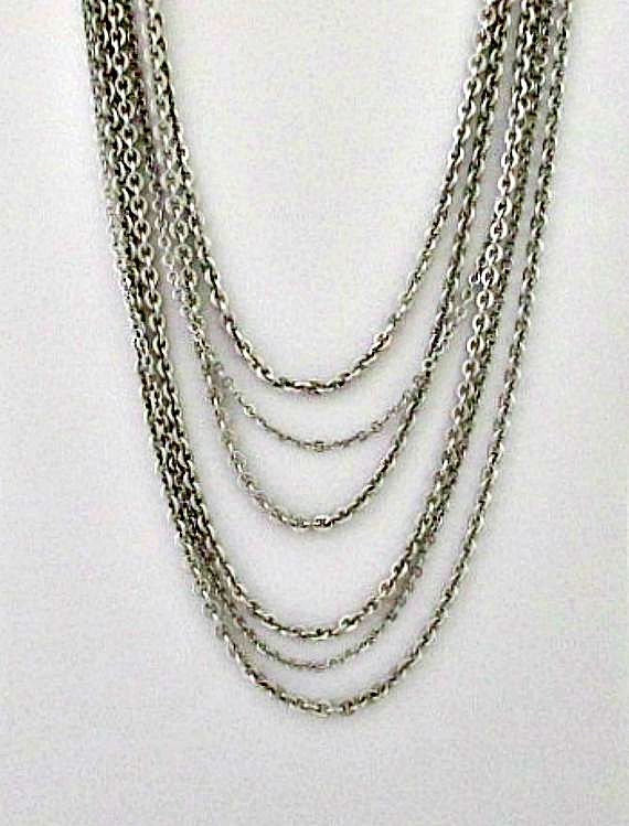 Vintage Avon MultiChain Silver Tone Necklace 1970s Avon