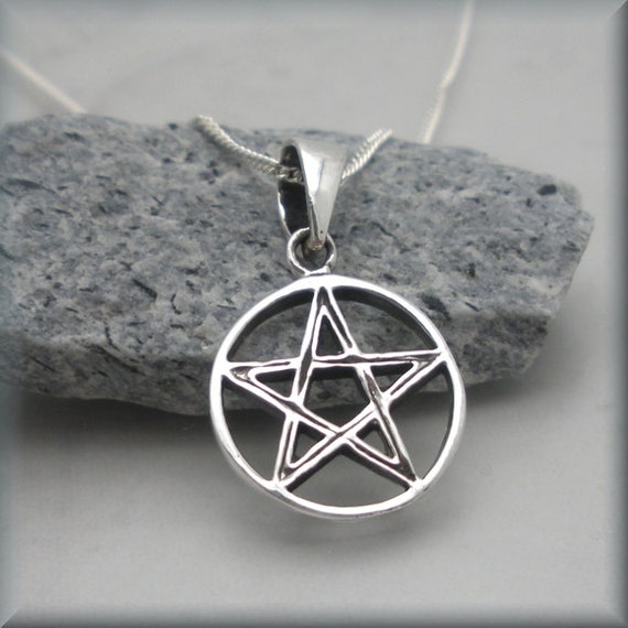 Tiny Pentagram Necklace Sterling Silver Pentacle Neklace