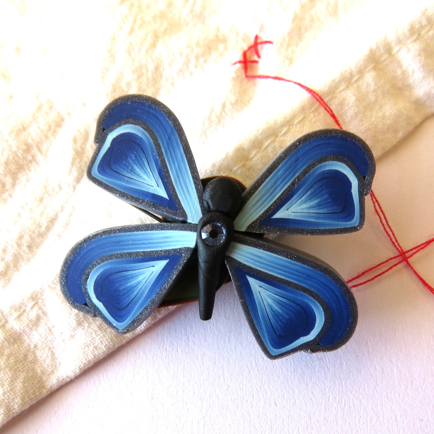 Big Blue Butterfly Needle Nanny Sewing Needle Buddy by Claybykim