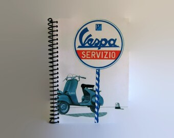 Vespa Notebook Diary Travel Journal, Blank Sketchbook, Writing, Roman Holiday, A6, Gifts Under 20, Pocket, Spiral Bound, Paper, 4x6 Inches
