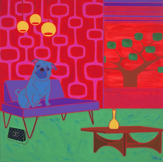 Pug Art Dog Pop Art Mid Century Modern Design by dog pop