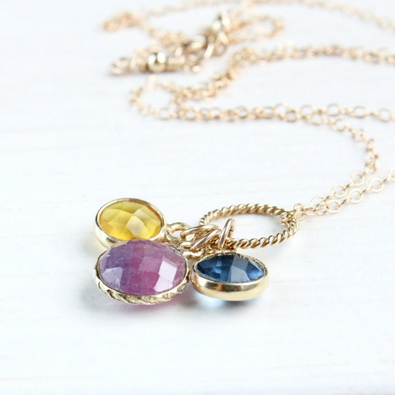 Multi Gemstone Necklace Multi Colored Gemstone Jewelry by Hildes