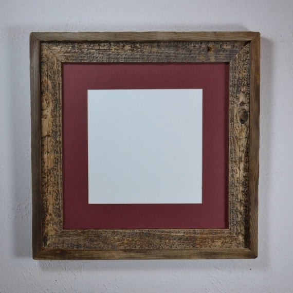 12x12 photo frame from repurposed wood with mat for by barnwood4u