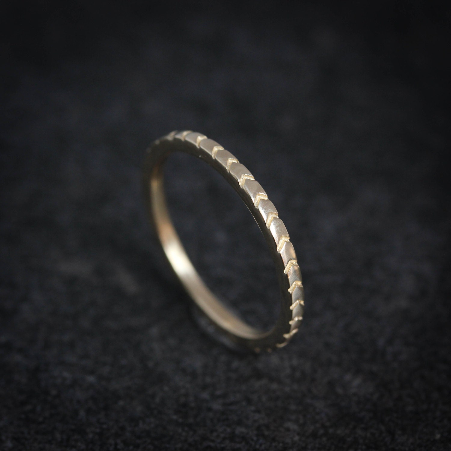 14k Yellow Gold or 14k Rose Gold Chevron Stacking Band // Gold