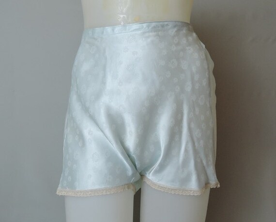 Vintage 1940s Panties Blue Floral Rayon Satin Panties 25-28