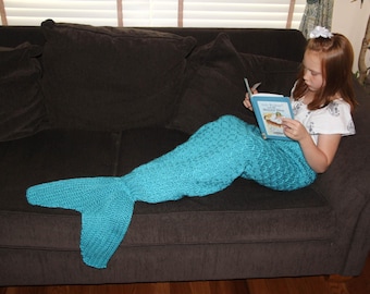 Mermaid Tail Lapghan Blanket Knitting Pattern for Children -- PDF 415 -- INSTANT DOWNLOAD -- Circular and Back-and-Forth Options Included