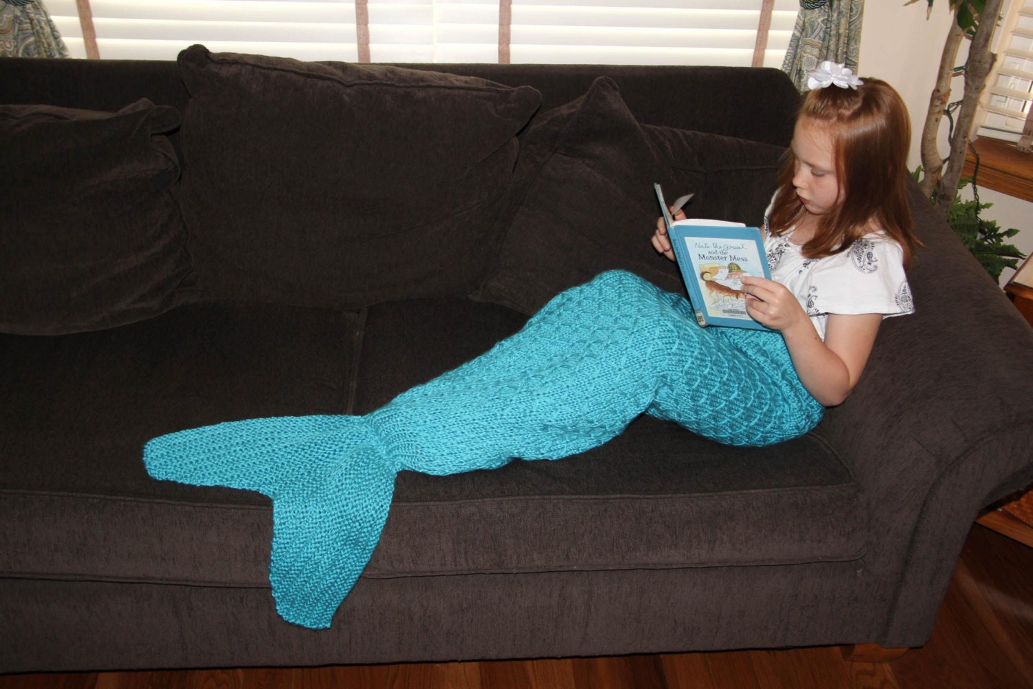 Mermaid Tail Lapghan Blanket Knitting Pattern for Children