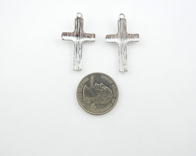 Pair of Cross Charms Herringbone Design