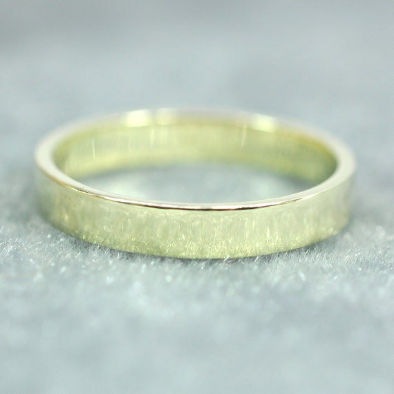 Green Gold Ring 14K 3x1mm Flat Edge Ring Solid Gold Wedding