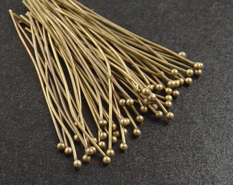 Bronze Ball Headpins 50 Ball Pins Antique Bronze Color 1.25 inch (35mm) 22.5g (1067pin35z1)xz