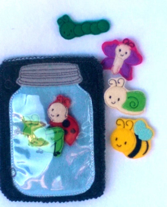 Felt quiet book - Toddler quiet book - Quiet book page - Toddler busy book - Busy book page - Felt busy book - Bug jar page #QB24 Il_570xn