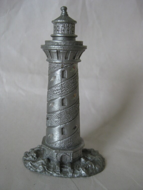 Lighthouse Figurine Pewter Vintage Miniature Metal Spoontiques