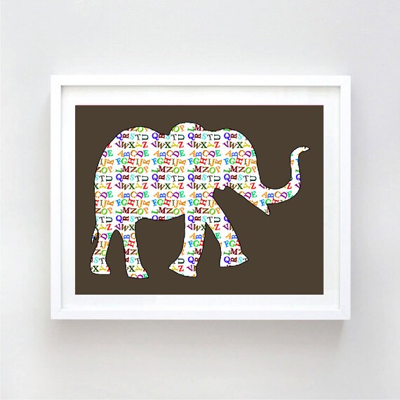 Alphabet Elephant print alphabets safari elephant nursery