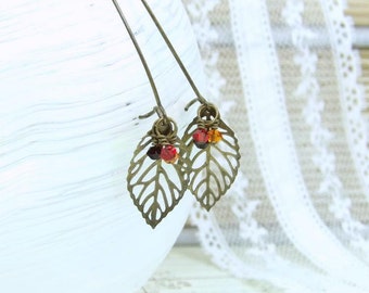 Leaf Earrings Woodland Earrings Fall Earrings Leaf Dangle Earrings Autumn Earrings Fall Jewelry Autumn Gift