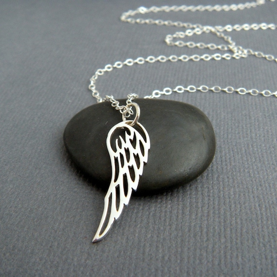 small silver angel wing necklace. sterling silver. sweet.