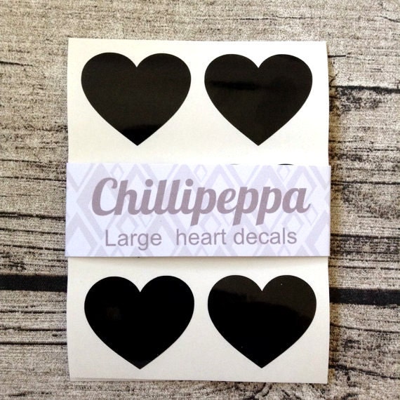24 large Black heart stickers Black heart decals by Chillipeppa