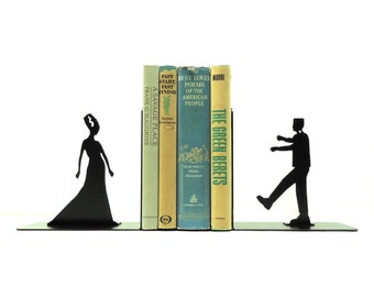 Frankenstein and Bride Metal Art Bookends - Free USA Shipping
