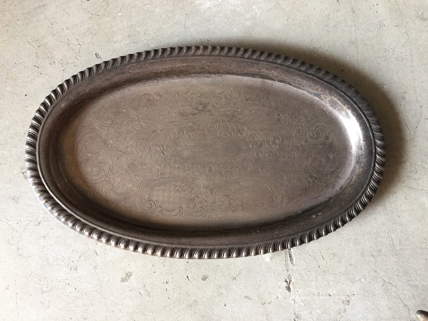 Tarnished Silver Plated Tray jewelry ornate organizer storage key