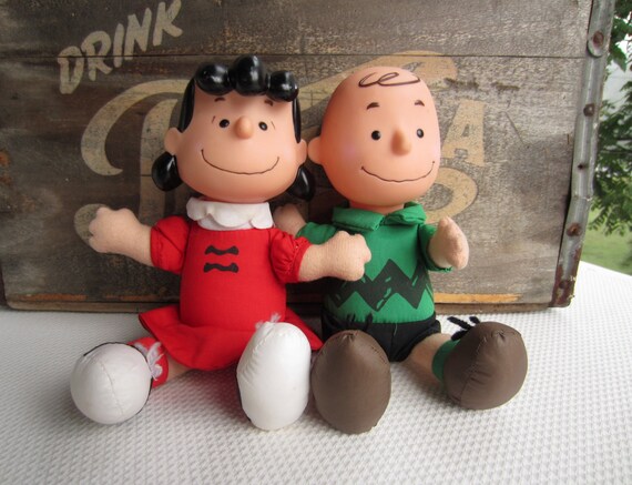 vintage 1963 charlie brown and lucy plush dolls mcdonalds snoopy christmas ups