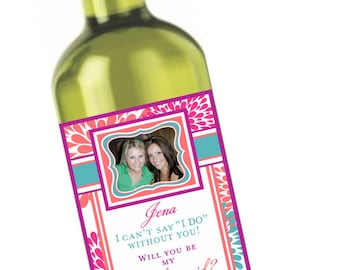 Private Listing for idoredsoxbaby761 Bridesmaid Wine Labels - Modern Flower - Chevron Wine Labels - Bridesmaid Gifts - Maid of Honor Labels