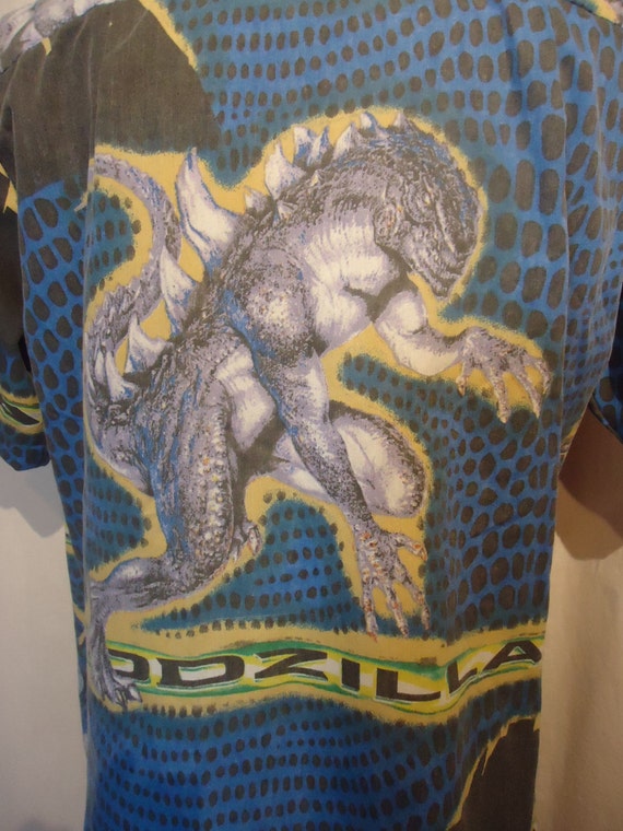 godzilla button shirt