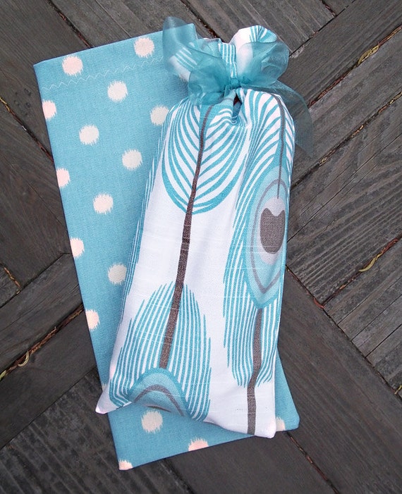 Fabric Gift Pouch, Party favor bag, Organic, Rustic, Natural, Feather ...