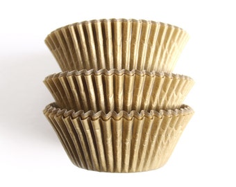 Matte Gold Cupcake Liners, Wedding Cupcake Liners, Gold Paper Cupcake Liners (50)