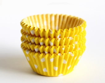 MINI Cupcake Liners - Yellow Polka Dot (60)