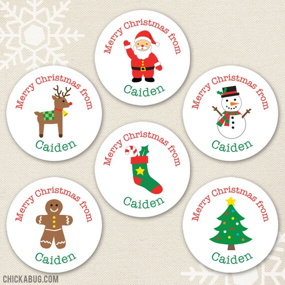 Personalized Christmas Stickers - Sheet of 12 or 24 Il_570xn