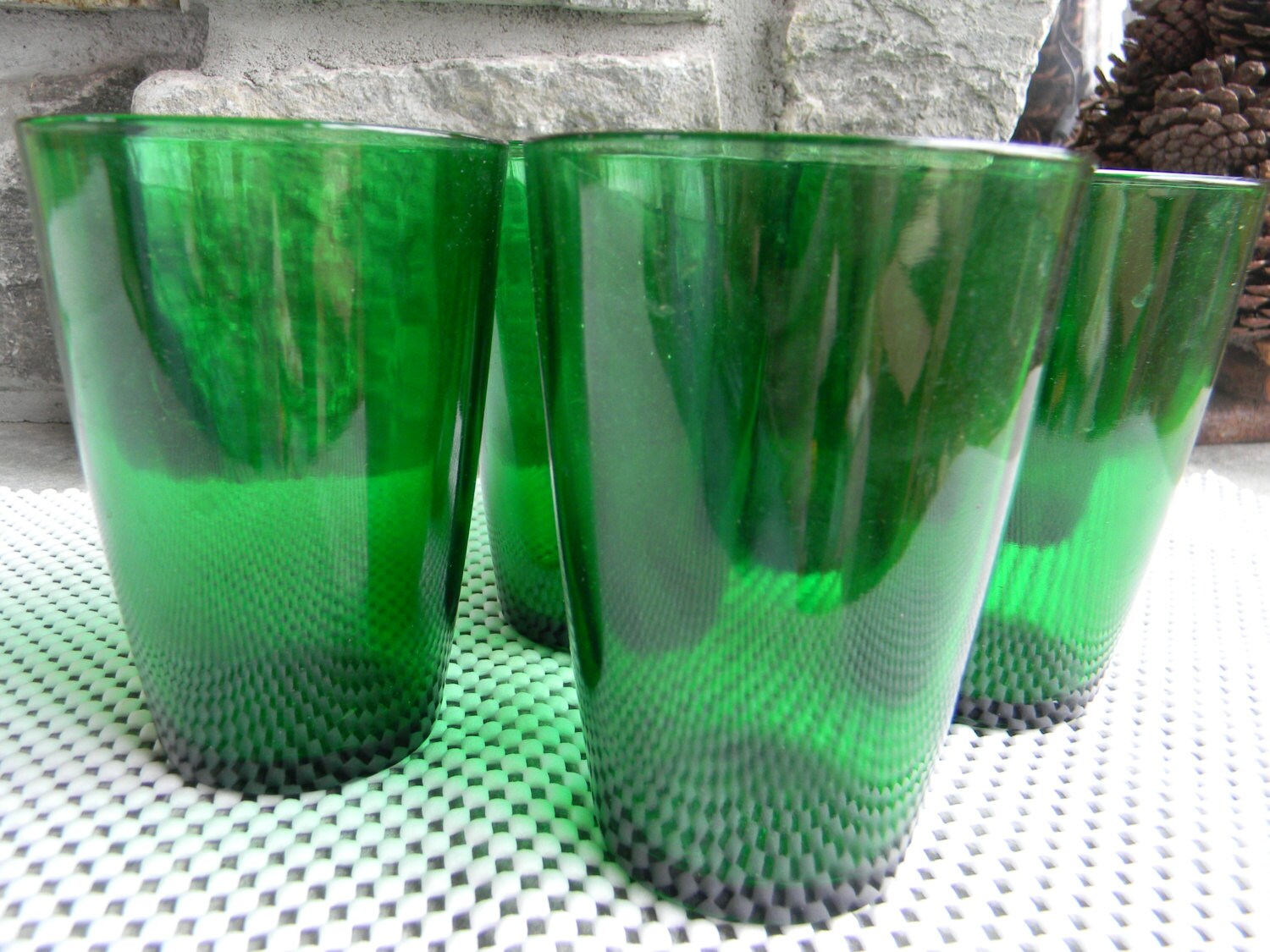 Weddings decor tablesettings Vintage Anchor Hocking Fireking Forest