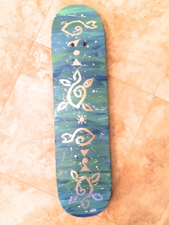 Hand Painted Skateboard Art Original Artwork in by SurfingSilver