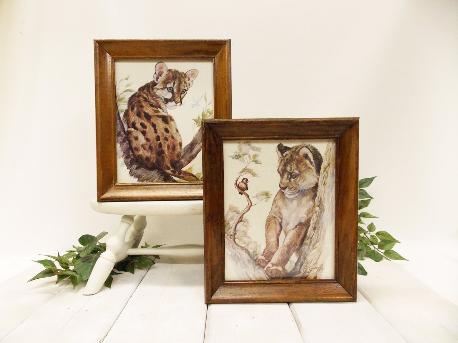 Pair of Framed Vintage Wildlife Prints Clancy Lithography